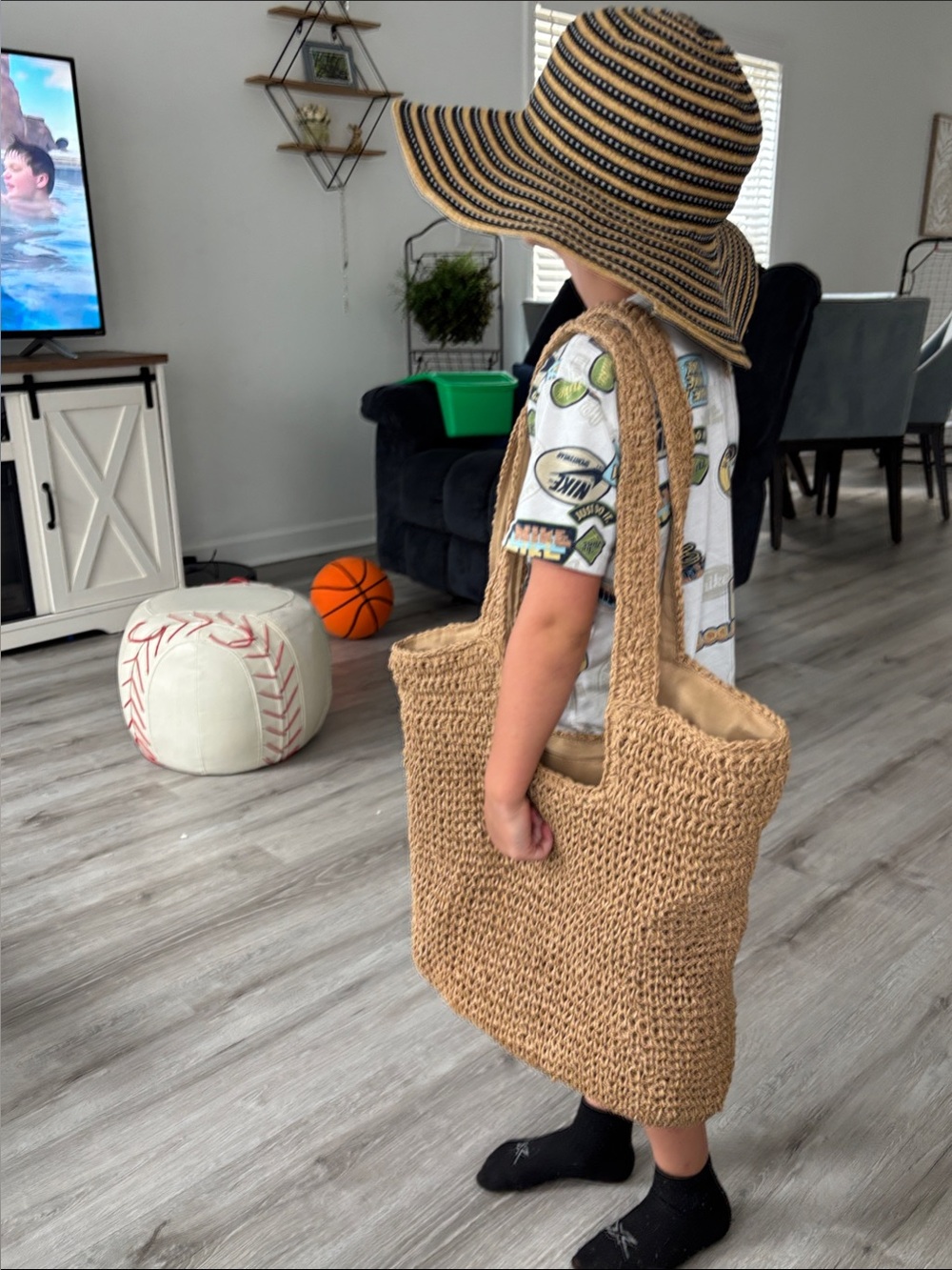 Natural Straw Tote Bag and Sun Hat - Lightweight, Travel well, classic-BOTH